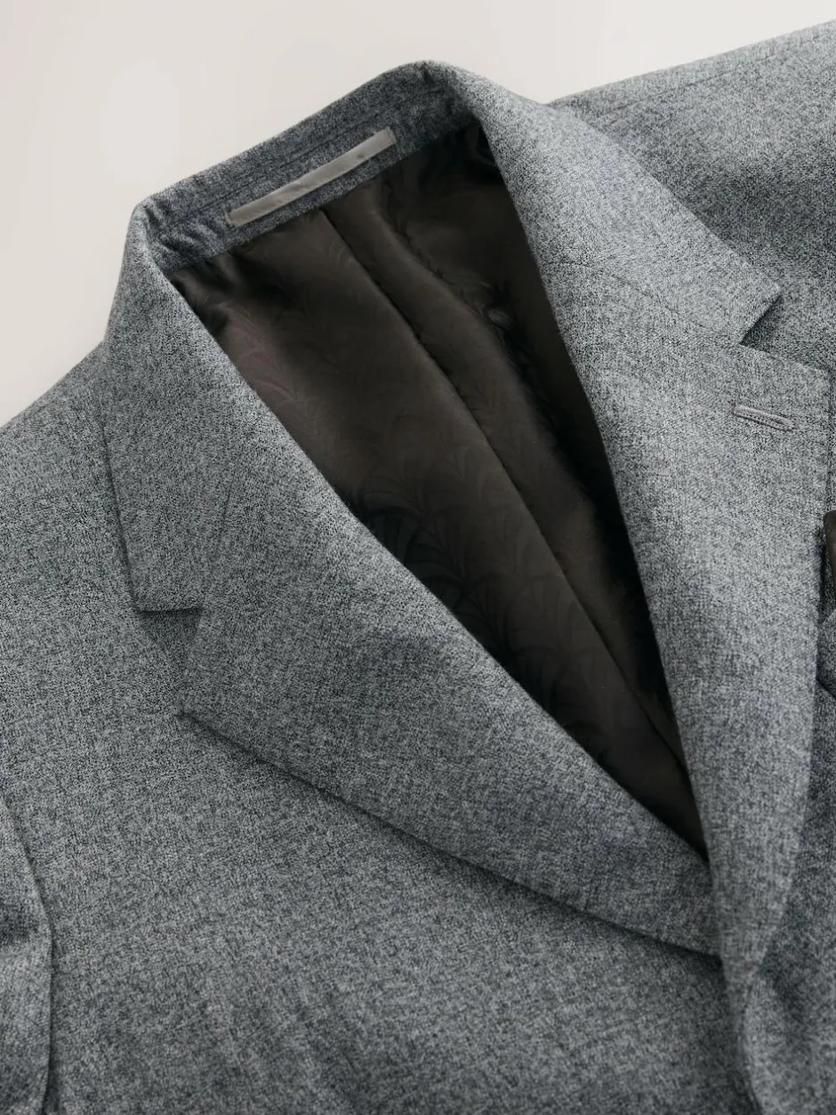 Next Tailored Fit Merino Wool Blend Suit Jacket Grey