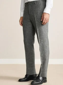 Next Tailored Fit Signature Abraham Moon 100% British Wool Donegal Suit Trousers Grey Clearance