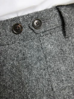 Next Tailored Fit Signature Abraham Moon 100% British Wool Donegal Suit Trousers Grey Clearance
