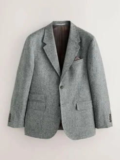 Next Tailored Fit Signature Abraham Moon 100% British Wool Donegal Suit Jacket Grey New