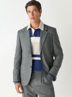 Next Grey Tailored Fit Wool Blend Check Texture Suit Jacket New