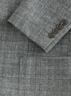 Next Grey Tailored Fit Wool Blend Check Texture Suit Jacket New