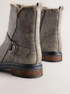 Next Forever Comfort® Faux Fur Hardware Ankle Boots Grey Textured Best