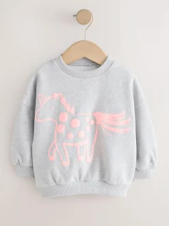 Next Grey Unicorn Crew Neck Sweatshirt (3mths-7yrs) Best