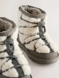 Next Warm Lined Suede Boots Grey Outlet