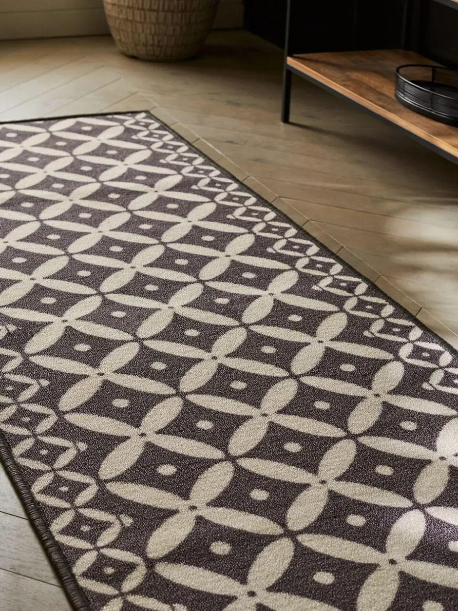 Next Grey Washable Tile Runner Outlet