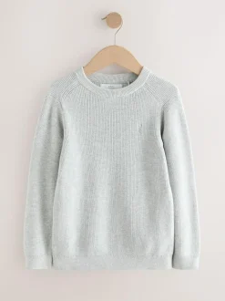 Next Grey With Stag Cotton Crew Neck Knitted Jumper (3-16yrs) Best
