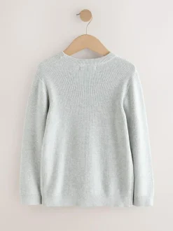 Next Grey With Stag Cotton Crew Neck Knitted Jumper (3-16yrs) Best