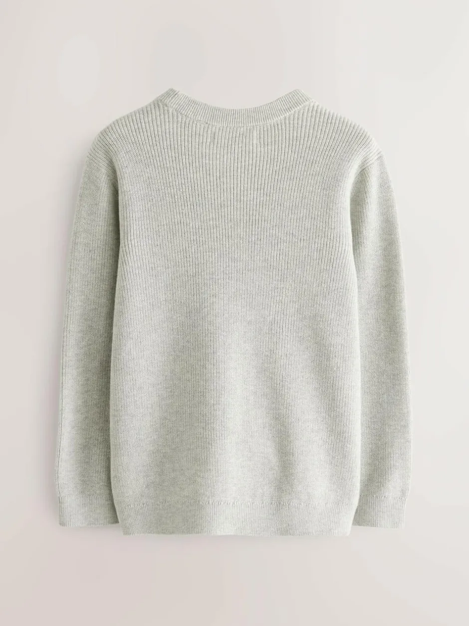 Next Grey Without Stag Cotton Crew Neck Knitted Jumper (3-16yrs) Outlet