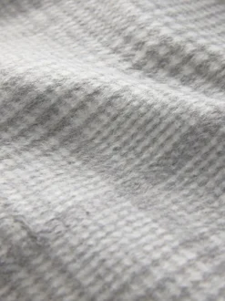 Next Grey Wool Blend Soft Touch Check Pea Coat New