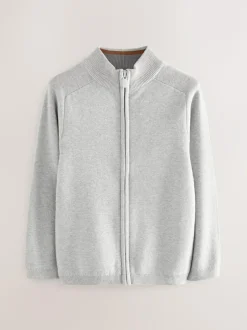 Next Grey Zip Through Knitted Cardigan (3-16yrs) New