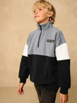 Next Funnel Neck Fleece (3-16yrs) Grey/Black Clearance
