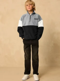 Next Funnel Neck Fleece (3-16yrs) Grey/Black Clearance