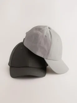 Next Baseball 100% Cotton Caps 2 Pack (1-16yrs) Grey/Charcoal Hot