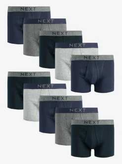 Next 10 pack A-Front Pure 100% Cotton Boxers Grey/Navy Sale