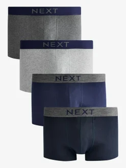 Next 4 pack Hipster 100% Cotton Boxers Grey/Navy Outlet