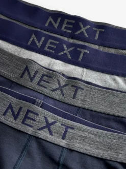 Next 4 pack Hipster 100% Cotton Boxers Grey/Navy Outlet