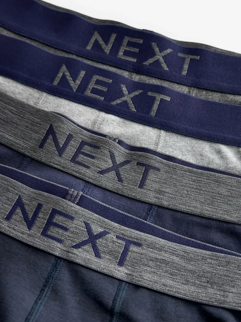Next 4 pack Hipster 100% Cotton Boxers Grey/Navy Outlet