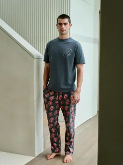 Next Grey/Red The Rolling Stones Short Sleeve Pyjamas Set Outlet