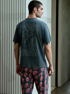Next Grey/Red The Rolling Stones Short Sleeve Pyjamas Set Outlet