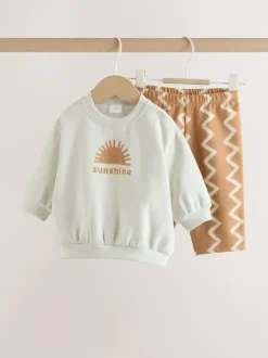 Next Grey/Rust Sun Sweat Top and Joggers Baby Set (0mths-2yrs) Outlet