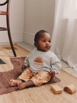 Next Grey/Rust Sun Sweat Top and Joggers Baby Set (0mths-2yrs) Outlet