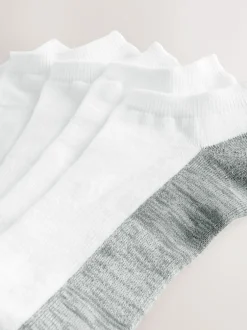 Next 5 Pack Cushioned Trainers Socks Grey/White Outlet