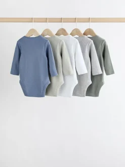 Next Grey/White Long Sleeve Bodysuits 5 Pack Clearance