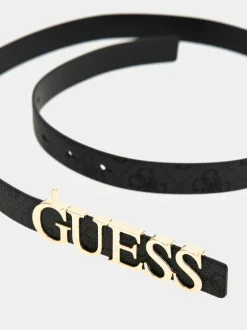 Guess Metal Logo Black Belt Sale