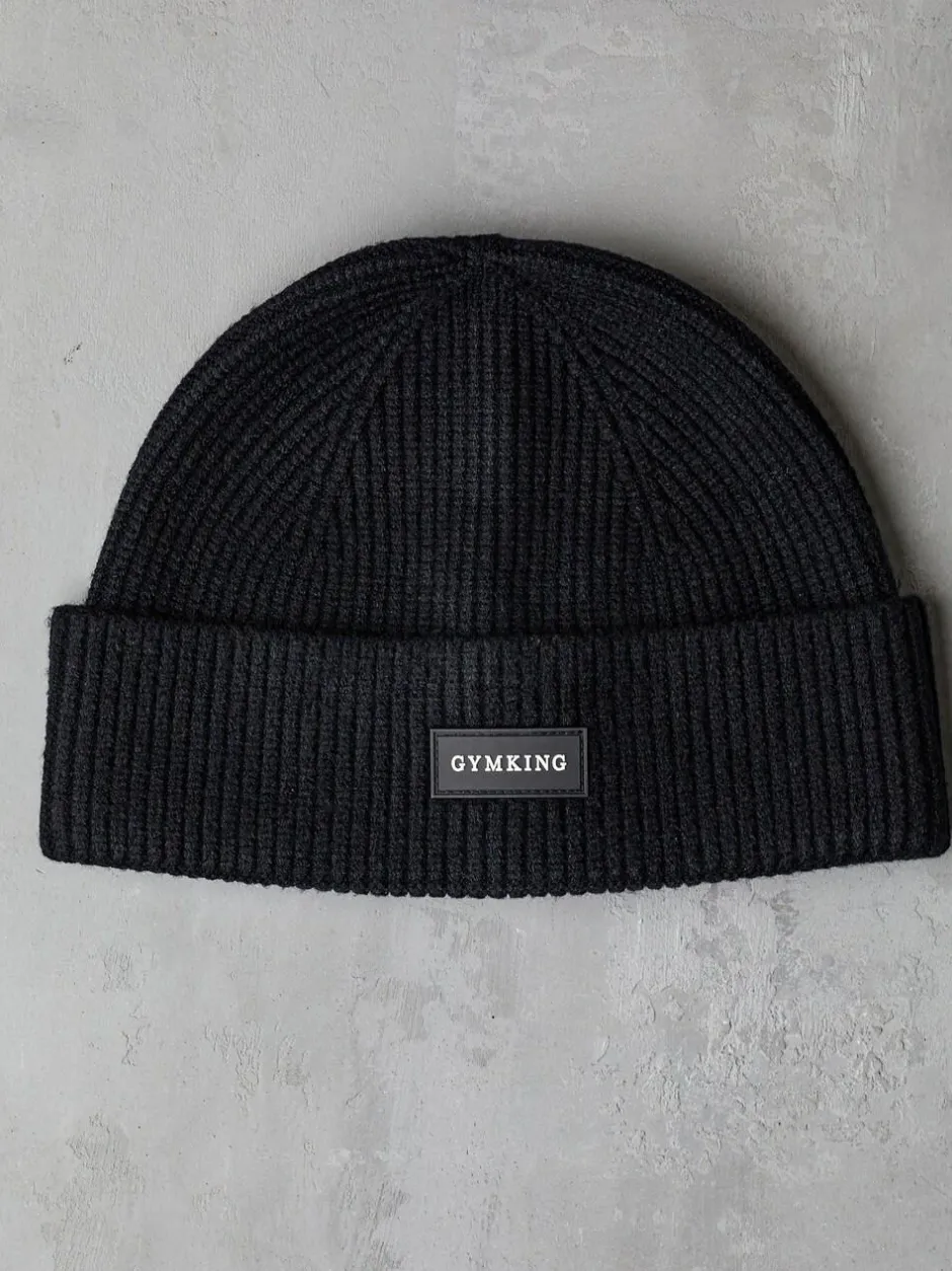 Gym King Black Rib Knit Beanie Hot