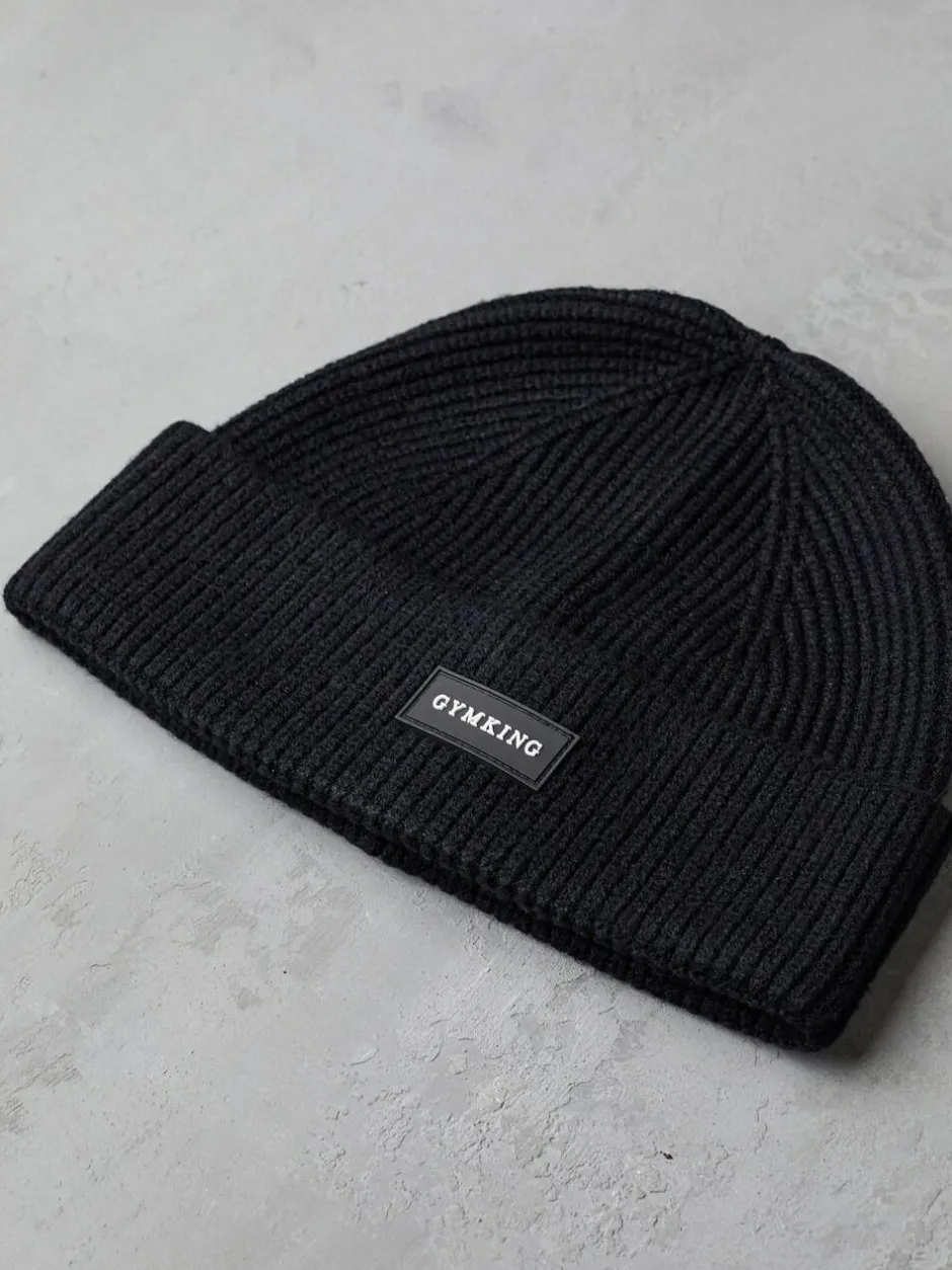 Gym King Black Rib Knit Beanie Hot