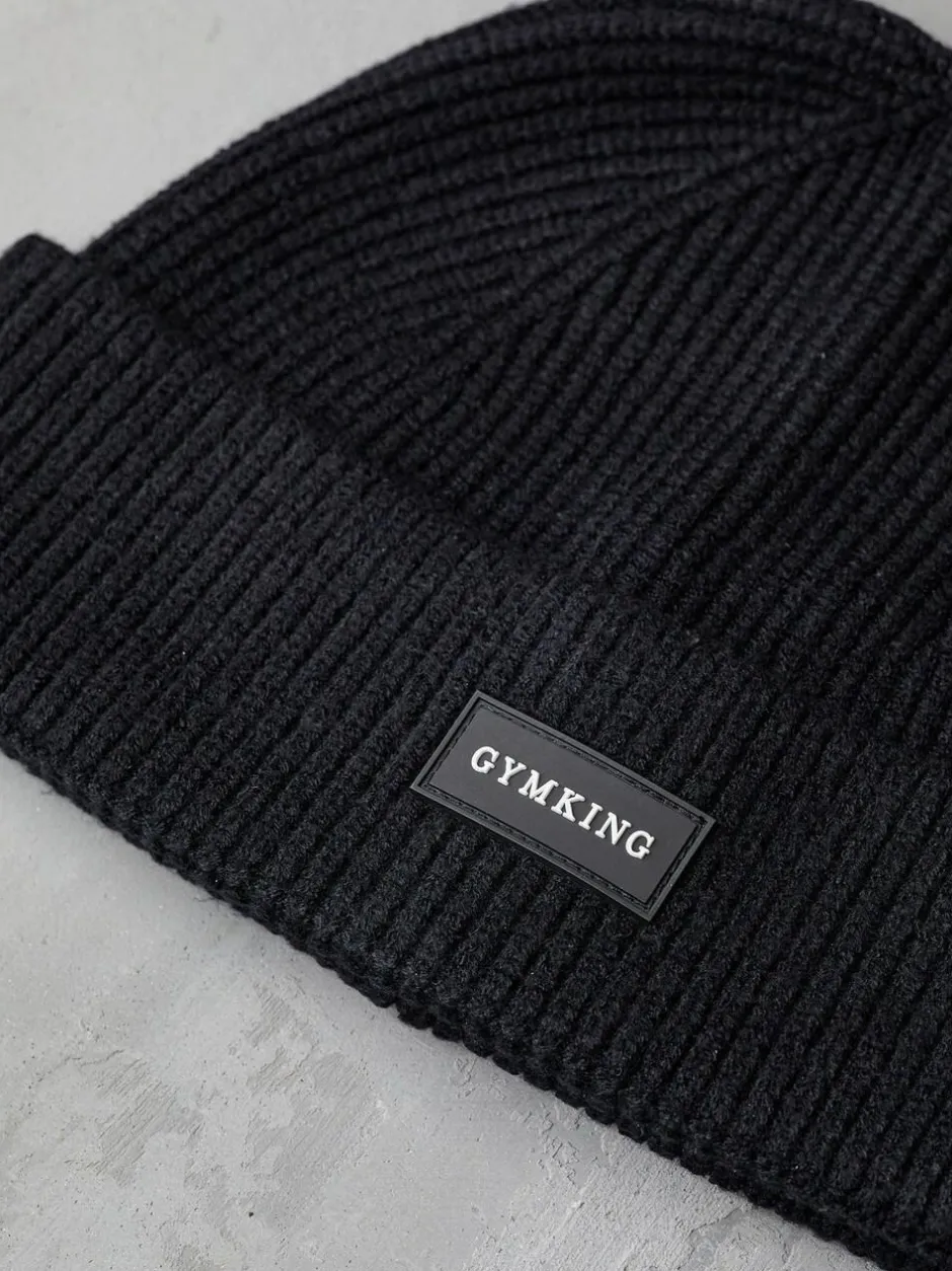 Gym King Black Rib Knit Beanie Hot
