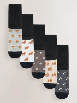 Next Hamish Highland Cow Footbed Ankle Socks 5 Pack