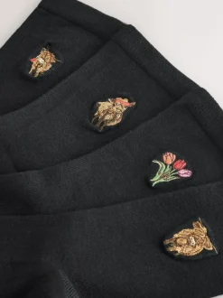 Next Hamish The Highland Cow / Tulips Embroidered Motif Ankle Socks 4 Pack Clearance