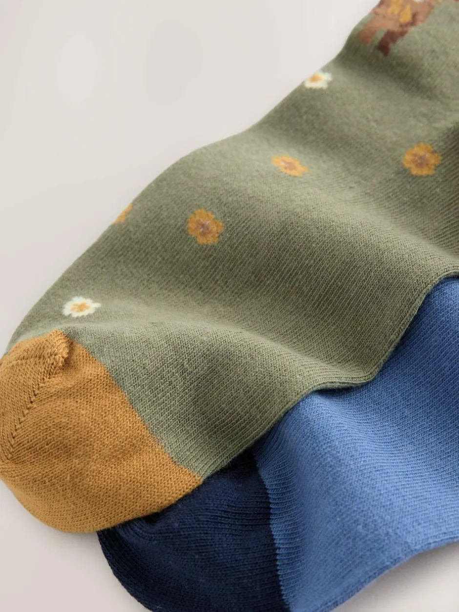 Next Warm Handle Cotton Ankle Socks 2 Pack Hamish The Highland Cow Scene Online