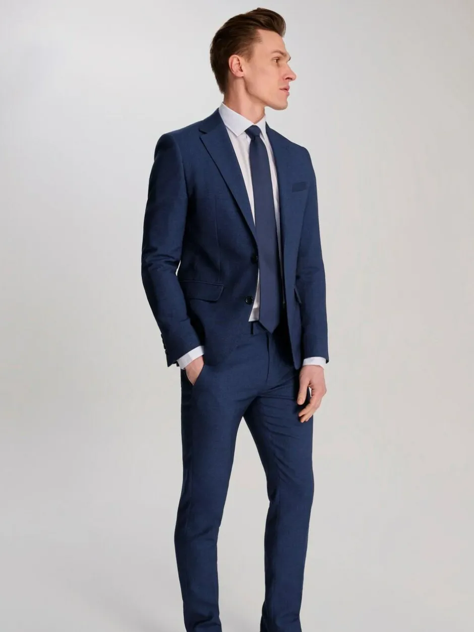 Harry Brown Slim Fit Suit Archie Melange Jacket Blue Hot