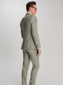 Harry Brown Giacomo Cotton Linen Double Breasted Suit Jacket Green Online