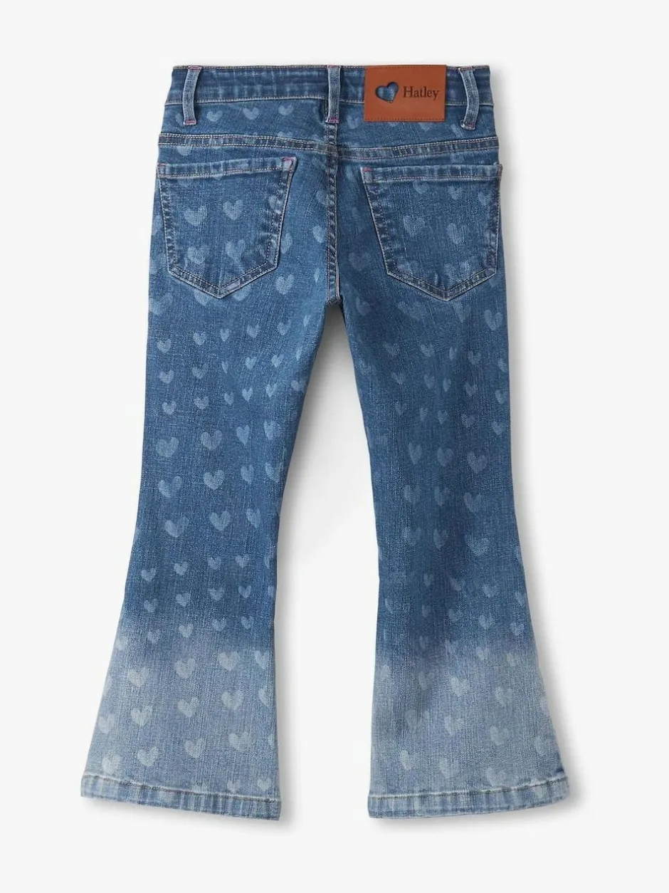 Hatley Blue Hearts Flared Leg Denim Jeans Online