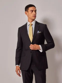 Hawes & Curtis Slim Chalk Stripe Black Suit Jacket Clearance