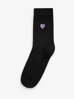 Next Embroidered Motif Ankle Socks 5 Pack Heart