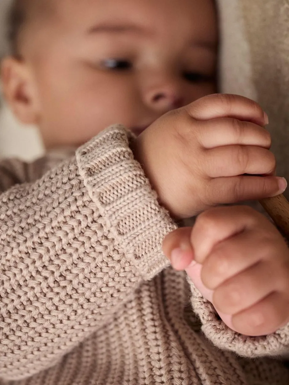 Next Chunky Knitted Embroidered Baby Cardigan Hello World Neutral Clearance