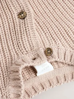 Next Chunky Knitted Embroidered Baby Cardigan Hello World Neutral Clearance