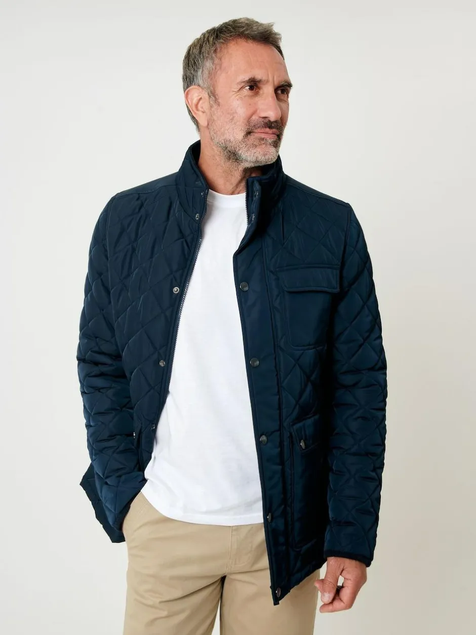 Saltwell Heritage Diamond Quilted Funnel Neck Jacket Blue