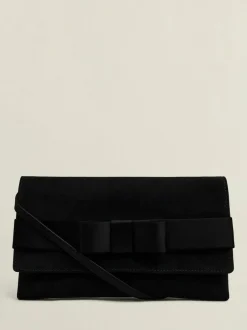 Hobbs Black Renata Bow Velvet Clutch Best