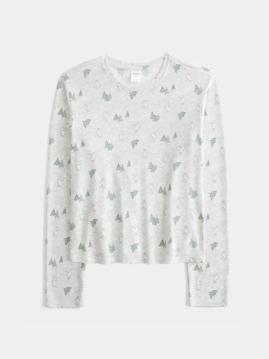 Hollister Cozy Long Sleeve White Pyjama Top Clearance