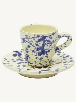 Hot Pottery Set of 4 Splatter Espresso Set Blueberry Outlet