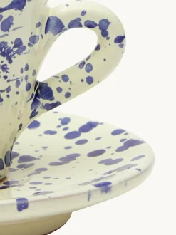 Hot Pottery Set of 4 Splatter Espresso Set Blueberry Outlet