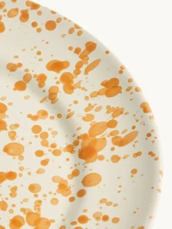 Hot Pottery Set of 4 Splatter Dinner Plates Burnt Orange Clearance