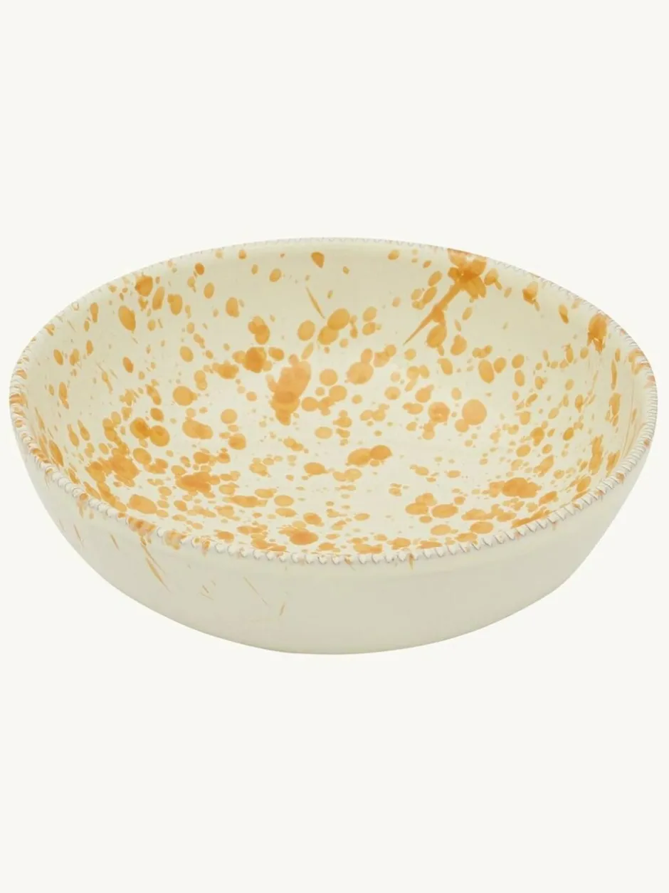 Hot Pottery Set of 4 Splatter Pasta Bowls Burnt Orange Clearance
