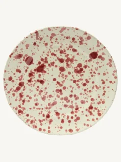 Hot Pottery Set of 4 Splatter Dinner Plates Cranberry Best